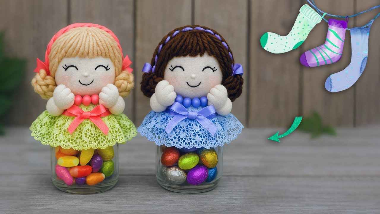 Super idea from a jar🫙Wonderful doll with sweets🍬How to sew a doll with your own hands🧵