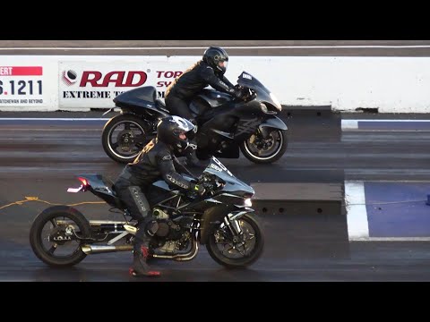 Hayabusa vs H2 Kawasaki Ninja-rematch- - superbikes drag racing