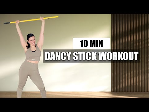 10 Min Fun & Easy Stick Workout To The Beat -  Full Body Stiffness Relief At Home!