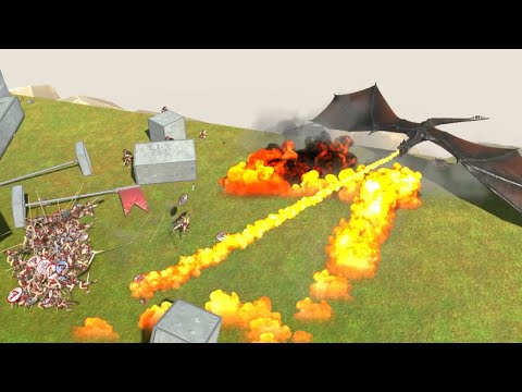 FIERY DRAGON vs 100 Humans Army | Animal Revolt Battle Simulator Gameplay