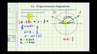 Solve a Trig Equation with Rounded Radian Solutions -  Angle Substitution with Pi