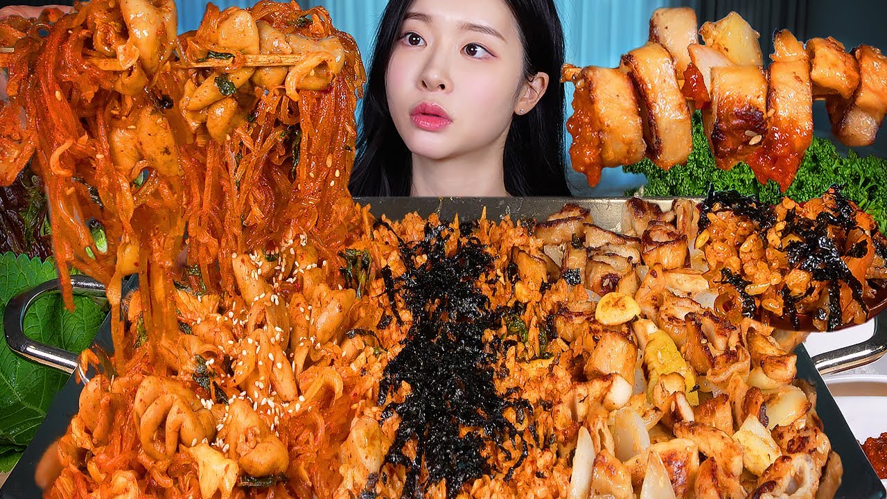 ASMR MUKBANG | 불맛 가득 🔥 야채곱창 막창 볶음밥 ❤️ 먹방 Spicy Gopchang & Makchang(Stir-fried Intestines) Fried Rice