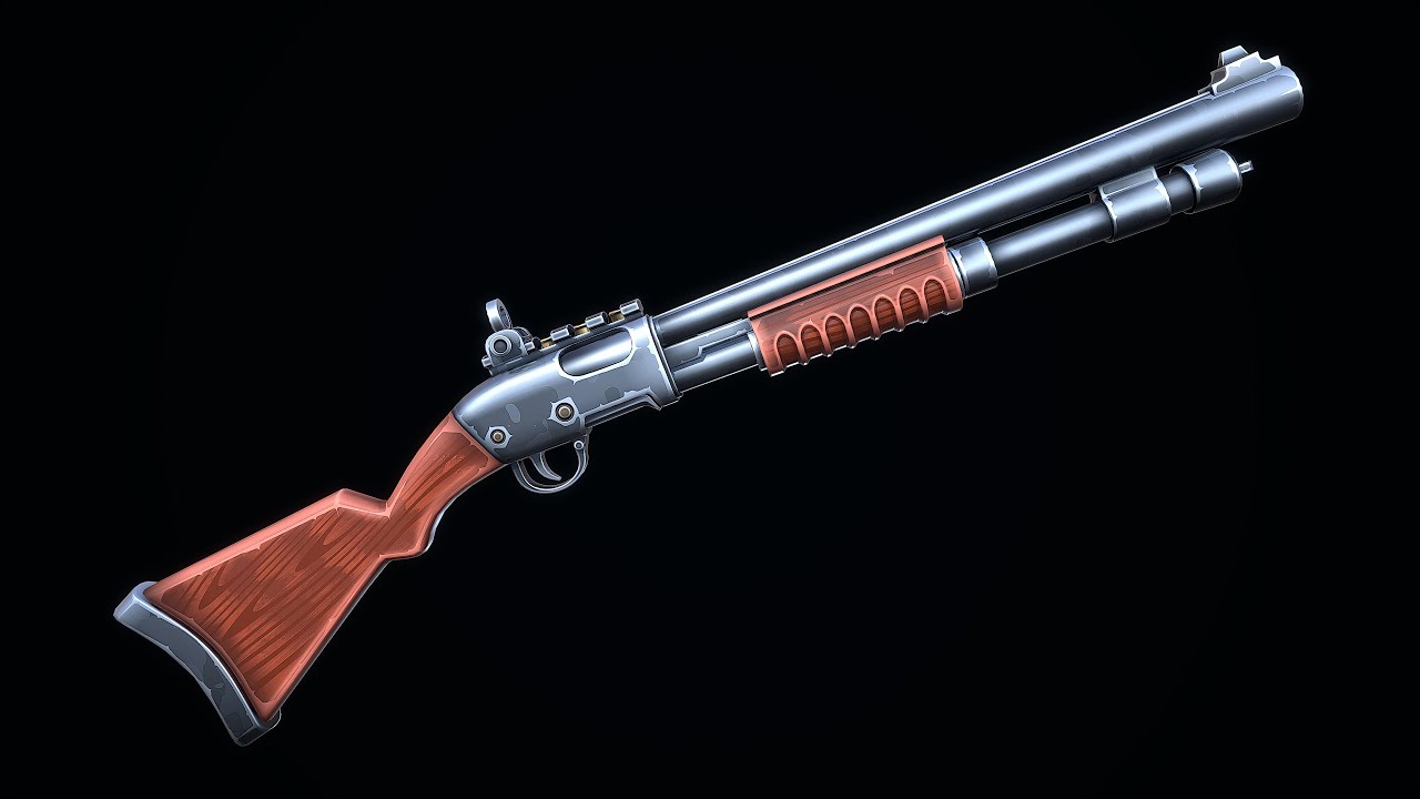 Stylized Pump Shotgun 3D Model