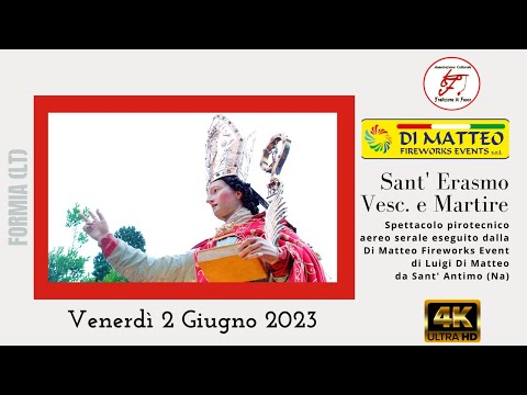 4K - Formia (Lt) - Sant' Erasmo 2023 - Aereo serale - Di Matteo Fireworks Event