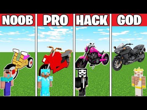 Minecraft Battle: EPIC MOTORCYCLE CRAFTING CHALLENGE - NOOB vs PRO vs HACKER vs GOD ~ Animation