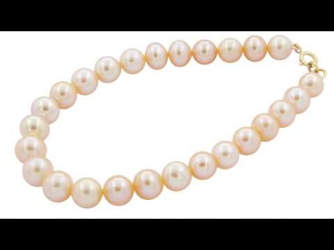 TELEIOS LUXE 18K GOLD PEACH PEARL 7-8 MM STRAND BRACELET -  TL0000143