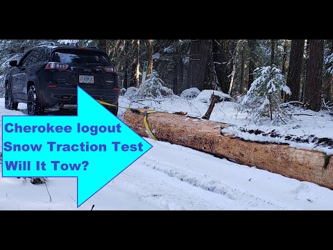 #46 Jeep Cherokee TH logout, snow traction test, while clearing the trail with basecamp firewood