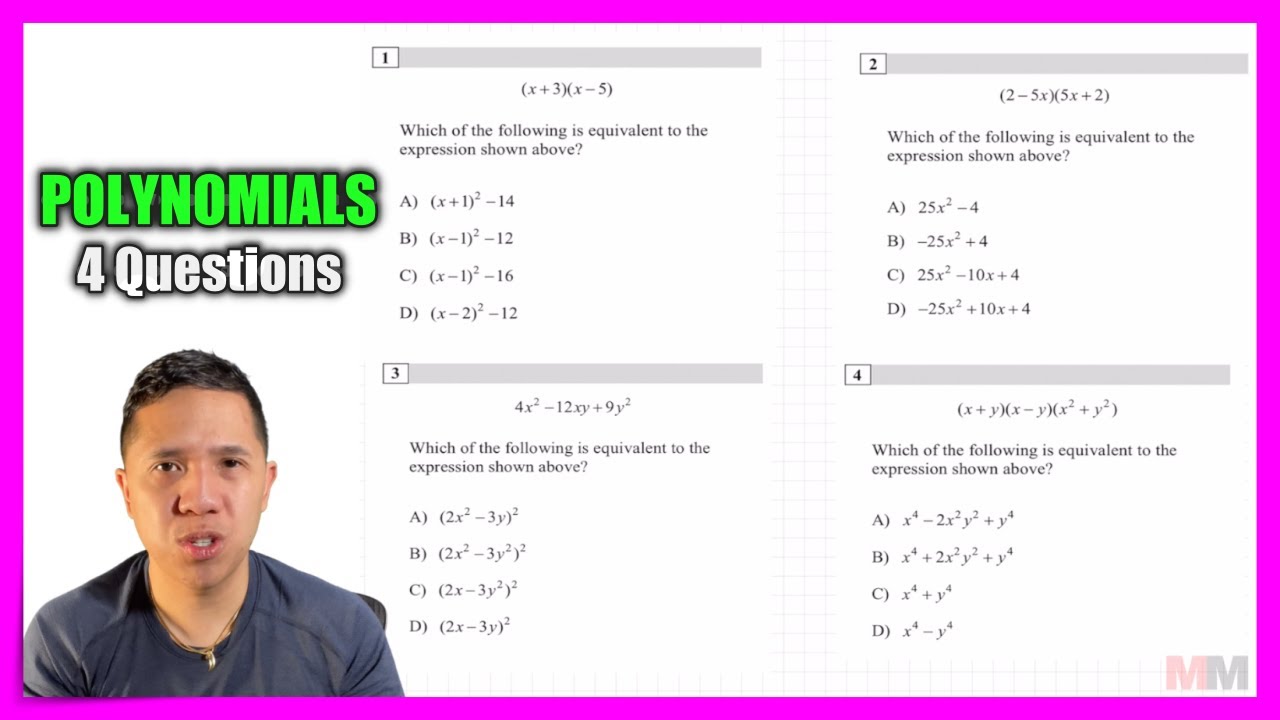 4 Question SAT Reivew Passport to Advanced Math Polynomials