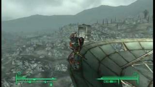 fallout 3 view of the wasteland from the top of a satellite array