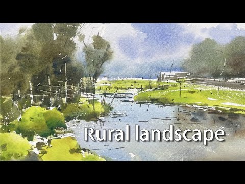 Watercolor painting ✨ Rural landscape