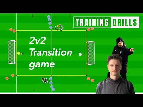 Soccer game 2v2 with transition Training exercise