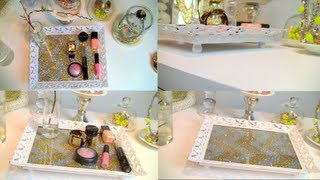 DIY Vanity/Perfume Tray | Chevron Glitter Home Decor