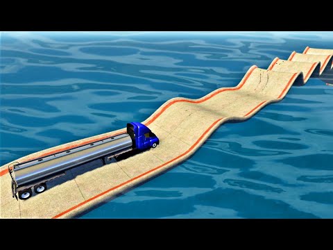 Cars vs Wave Bridge - BeamNG Drive - Golden Host
