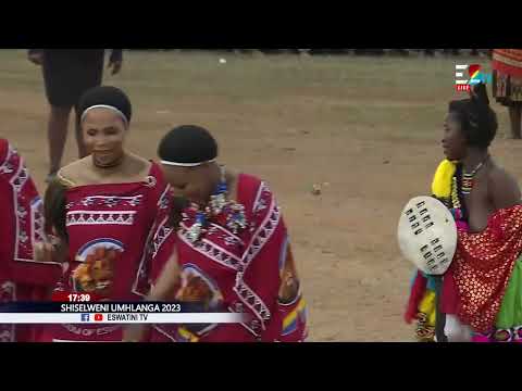 Interim Indvuna yeMbali Bongiwe Hlatshwayo doing kugiya during the Shiselweni Umhlanga 2023.