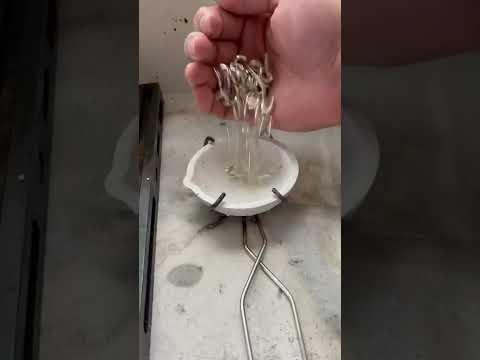 Melting scrap silver into an ingot