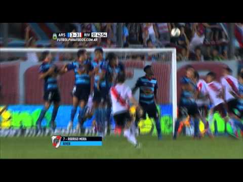 Gol de Mora. Arsenal 3 - River 3. Fecha 5. Primera División 2015. FPT