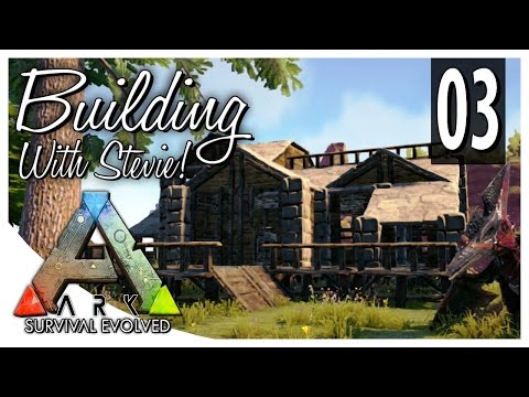 ARK: Building With Stevie! - Wood / Stone Cliff-side Cabin Build Tutorial! [EP. 03]