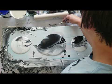 372 Triple Flip Galaxy Pour on Upcycled Canvas