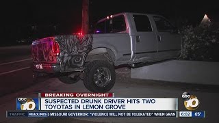 Driver smashes through cement fence, cars in Lemon Grove