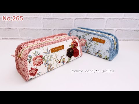 No.265  Simple Zipper Pouch with a Soft Fabric Rose 🌹Hand-Stitched Elegance