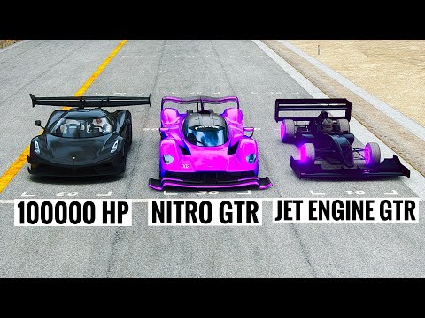 Formula Jet Engine GTR vs 100000 HP Koenigsegg Jesko Black Devil vs NITRO Aston Martin AMR - Drag
