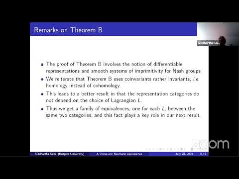 Siddhartha Sahi (Rutgers): A Stone-von Neumann equivalence for smooth representations