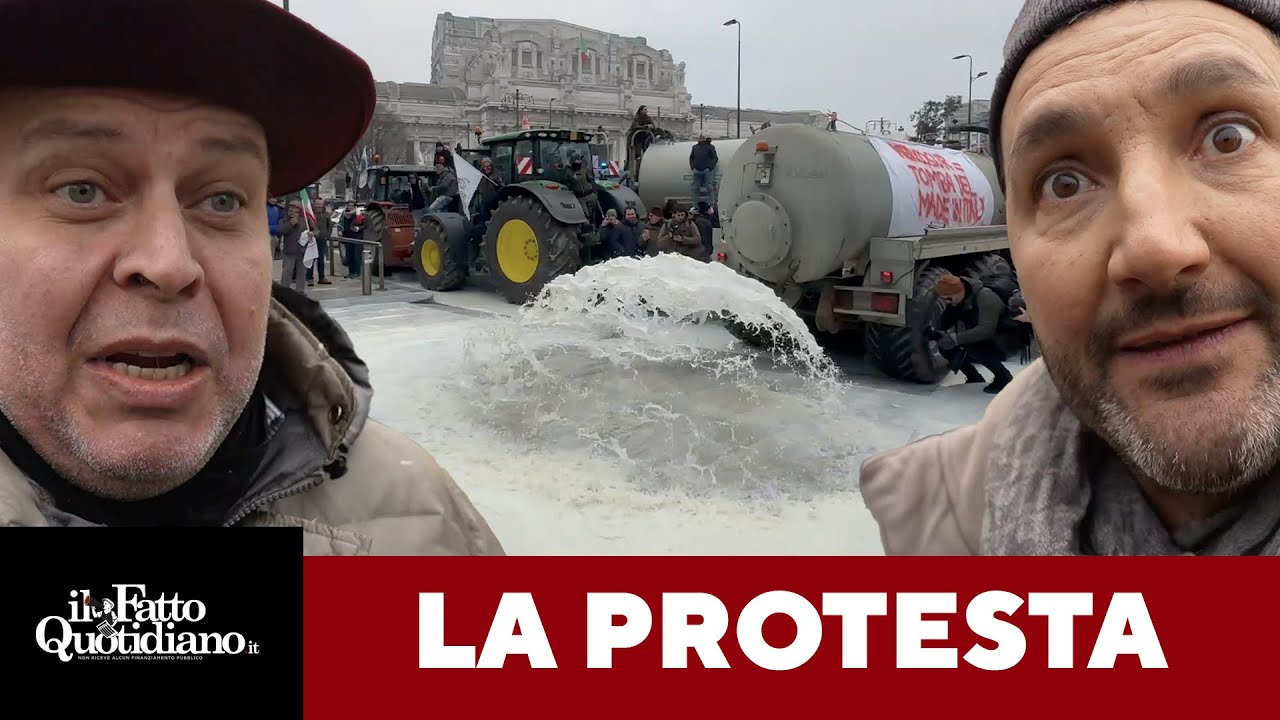 Mercosur, gli agricoltori sversano il latte in strada a Milano. "Traditi dal governo"