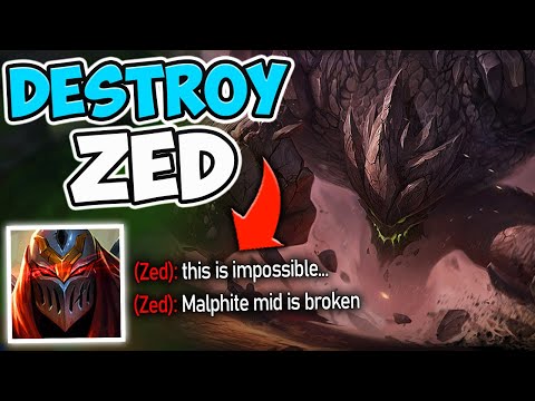 HOW TO DESTROY ZED AND MAKE HIM USELESS (FULL AP MALPHITE MID) - League of Legends