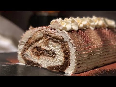 Tronco tiramisù/ Ricetta facile veloce senza cottura e senza uova
