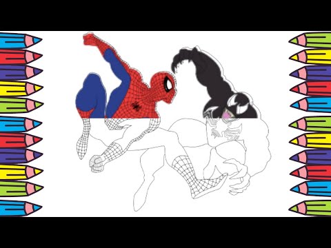 Spiderman Vs Venom Coloring Pages | Spiderman Fights Venom #drawingwithsekar #art #coloring