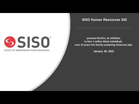 SISO HR SIG - preview of OneTen, an initiative to hire 1 million Black individuals