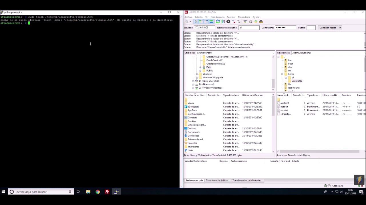 FTP raspberry + Filezilla