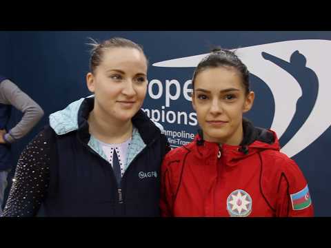 Zemlianaia Makshtarova (AZE) - 2018 Trampoline Europeans, interview synchro qualif - in Russian!