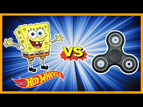 SPONGEBOB HOT WHEELS vs FIDGET SPINNERS - BATTLE!!!