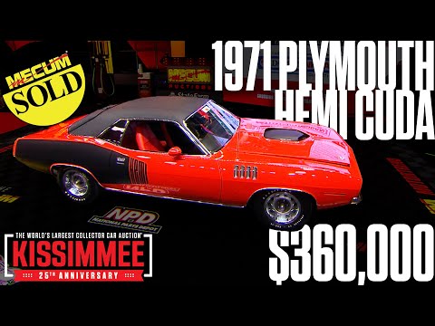 SOLD for $360,000 1971 Plymouth Hemi Cuda // Mecum Kissimmee 2024