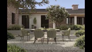 OUTFLEXX Tavio Garten-Essgruppe, schwarz/grün, Alu/Keramik/Rope-Geflecht, ausziehbare Tischplatte 200/260 x 100 cm, 6 Diningsessel