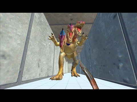Escape from the three-necked dinosaurs that attack you! - Animal Revolt Battle Simulator