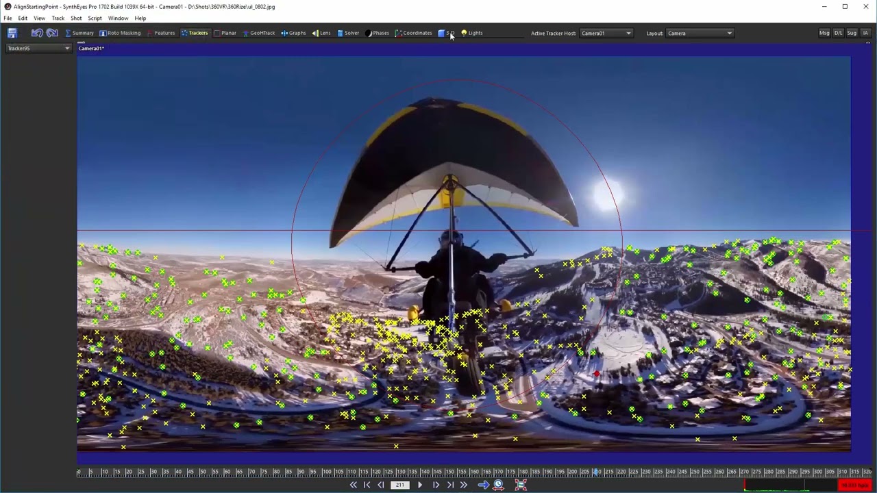 360 VR Alignment of the Initial Frame with SynthEyes