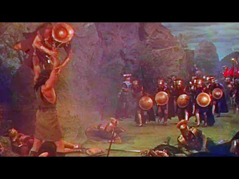 Samson & Delilah (1949) Samson Vs Philistine Soldiers & Dagon Temple Idol Destruction Scenes!