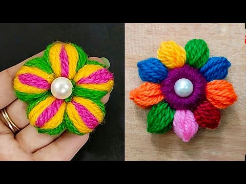 It's so beautiful 💝💖 Super Easy Woolen Flower Making Trick - Hand Embroidery Flowers