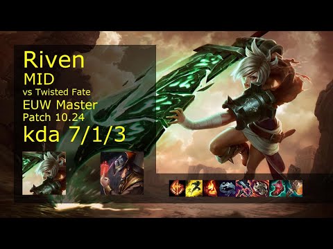 Riven Mid vs Twisted Fate - EUW Master 7/1/3 Patch 10.24 Gameplay