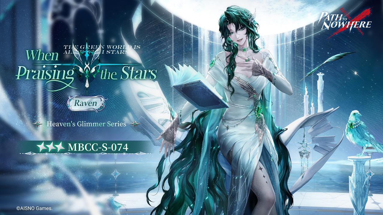 Frame from the official Path to Nowhere attire PV for Raven, When Praising the Stars, the three-star outfit attached to Surveillance Order Season Cosmic Hymn running August 3 to September 14, 2026.
