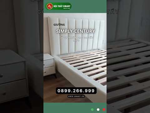 Giường bọc nệm khung gỗ tự nhiên