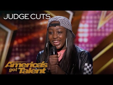 Flau'jae 14 Year Old Rapper Earns Golden Buzzer From Chris Hardwick   America's Got Talent 2018
