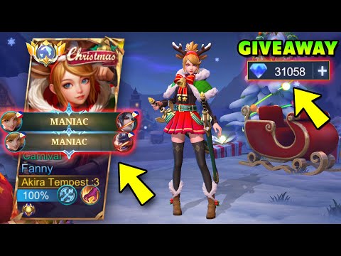 2X MANIAC?! FANNY CHRISTMAS CARNIVAL AGGRESSSIVE GAMEPLAY + SKIN GIVE AWAY? -MLBB