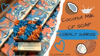 Making 💙 COBALT SUNRISE 🧡 Coconut Milk Cold Process Soap | Ellen Ruth Soap