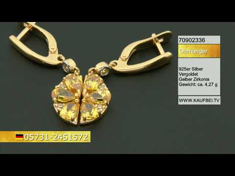 Серьги из позолоченного серебра 925 пробы с фианитами