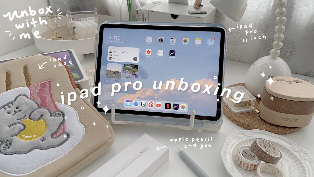 ipad pro unboxing 🌷+ apple pencil, accessories 和我一起开箱吧