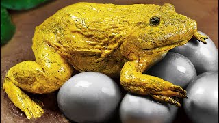 Stop Motion ASMR - Giant Golden Frog That Hunts Catfish And Koi Fish Cooked In The Original Mud