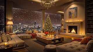 ❄️ Relaxing Winter Jazz 🔥 Warm Fireplace Ambience in a Luxury City Night Apartment